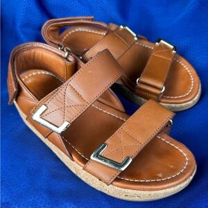 FitFlop LULU Tan Adjustable Leather Sandals Size 8